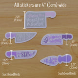 Motivational Knives Sticker Set - 4" Vinyl Stickers - Set of 5