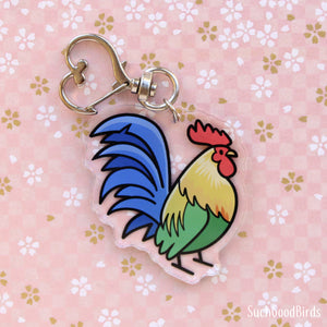 Chickens Keychain- Rooster - 2" acrylic keyring