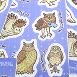Owls 4" x 6" Vinyl Sticker Sheet