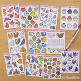 Parrots with Drinks 3.5" x 4.75" PAPER Sticker Sheet
