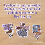 Baby Pigeon "Little Squeaker" - 3" Vinyl Stickers - benefiting Wild Bird Fund