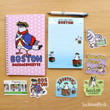Boston Soldier Pigeon 5.5" x 8.5" Notebook - Pink College Ruled Paper