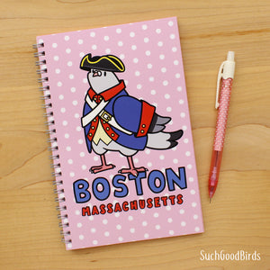 Boston Soldier Pigeon 5.5" x 8.5" Notebook - Pink College Ruled Paper