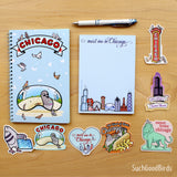Chicago Bean Pigeon 5.5" x 8.5" Notebook - Blue College Ruled Paper