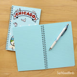 Chicago Bean Pigeon 5.5" x 8.5" Notebook - Blue College Ruled Paper