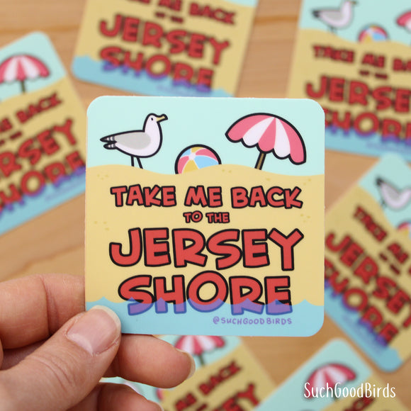 NJ Take Me Back to the Jersey Shore - Beach Umbrella Seagull - New Jersey Sticker - 3