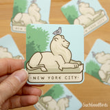 NYC Library Lion with Pigeon - 3" Vinyl Sticker