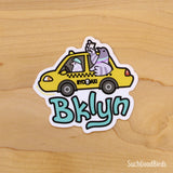 NYC Brooklyn Pigeon in Taxi - 3" Vinyl Sticker