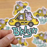 NYC Brooklyn Pigeon in Taxi - 3" Vinyl Sticker