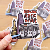 Chicago L Train - Red Line Rock Star - 3" Vinyl Sticker - subway mass transit sticker