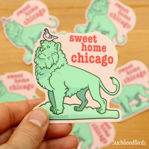 Chicago Art Institute Lion with Pigeon - 3" Vinyl Sticker
