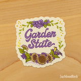 NJ Garden State Floral - 3" Vinyl Sticker - New Jersey