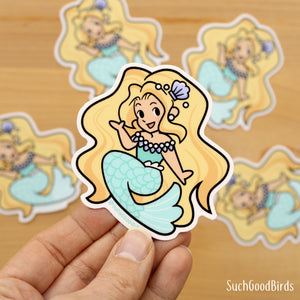 Mermaid Yellow Hair - 3" Vinyl Sticker