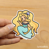 Mermaid Yellow Hair - 3" Vinyl Sticker