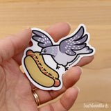 Pigeon w Hot Dog - 3" Vinyl Sticker