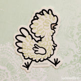 White Frizzle Polish Chicken 3" Vinyl Sticker