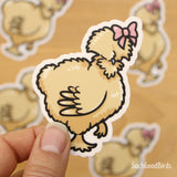 Silkie Chicken - Buff Tan w/ Pink Bow - 3" Vinyl Sticker