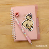 Silkie Chicken - Buff Tan w/ Pink Bow - 3" Vinyl Sticker
