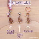 Pigeons (Series 1) Pen with Charm - Classic Gray - 1" acrylic charm with detachable clasp and gel pen