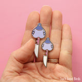 Birds with Knives Enamel Pin - Pigeon