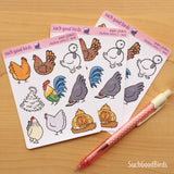 Chickens (Series 2) 3.5" x 4.75" PAPER Sticker Sheet