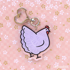 Chickens Keychain- Lavender Hen - 2" acrylic keyring