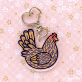 Chickens Keychain- Sebright Hen - 2" acrylic keyring