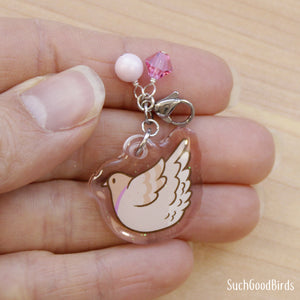 Pigeons (Series 1) Pen with Charm - Cinnamon - 1" acrylic charm with detachable clasp and gel pen