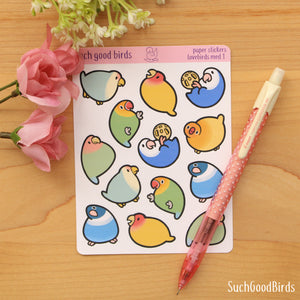 Lovebirds 3.5" x 4.75" PAPER Sticker Sheet